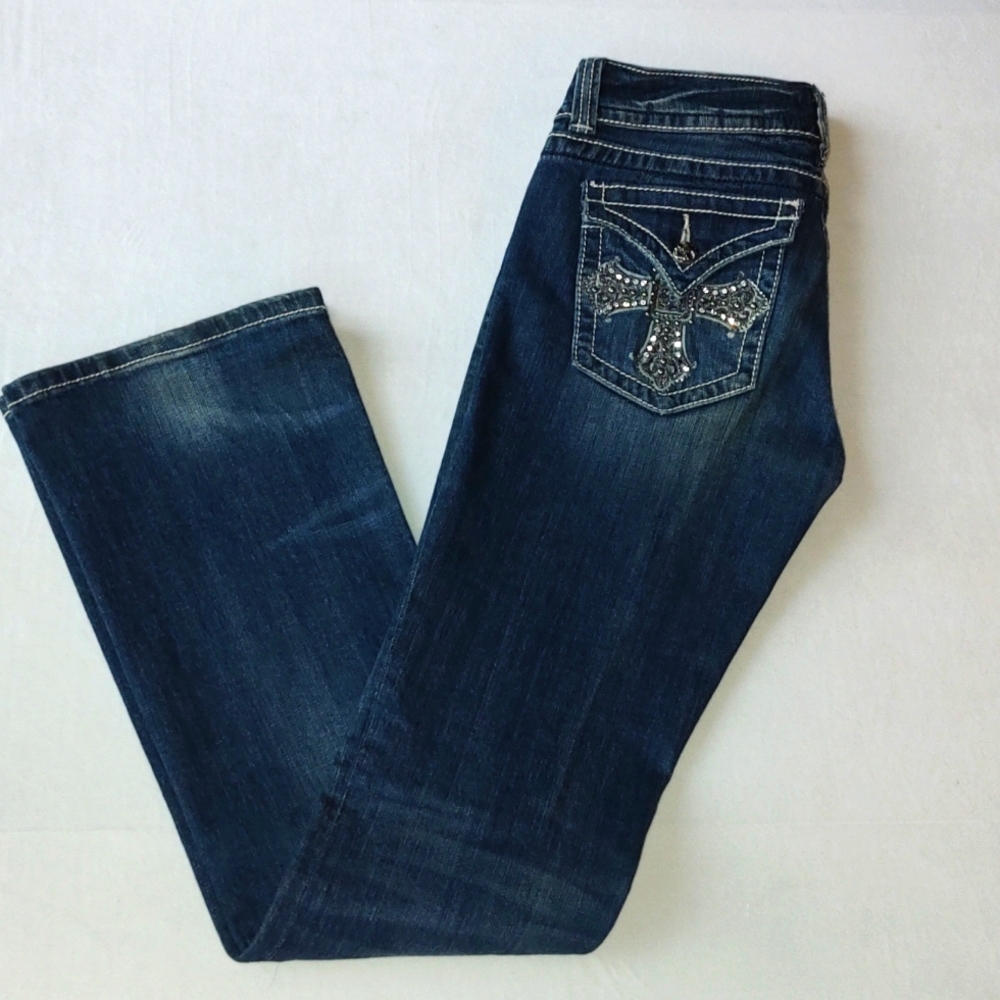 Miss Me Women's Bootcut Jeans Cross Embroidered.
